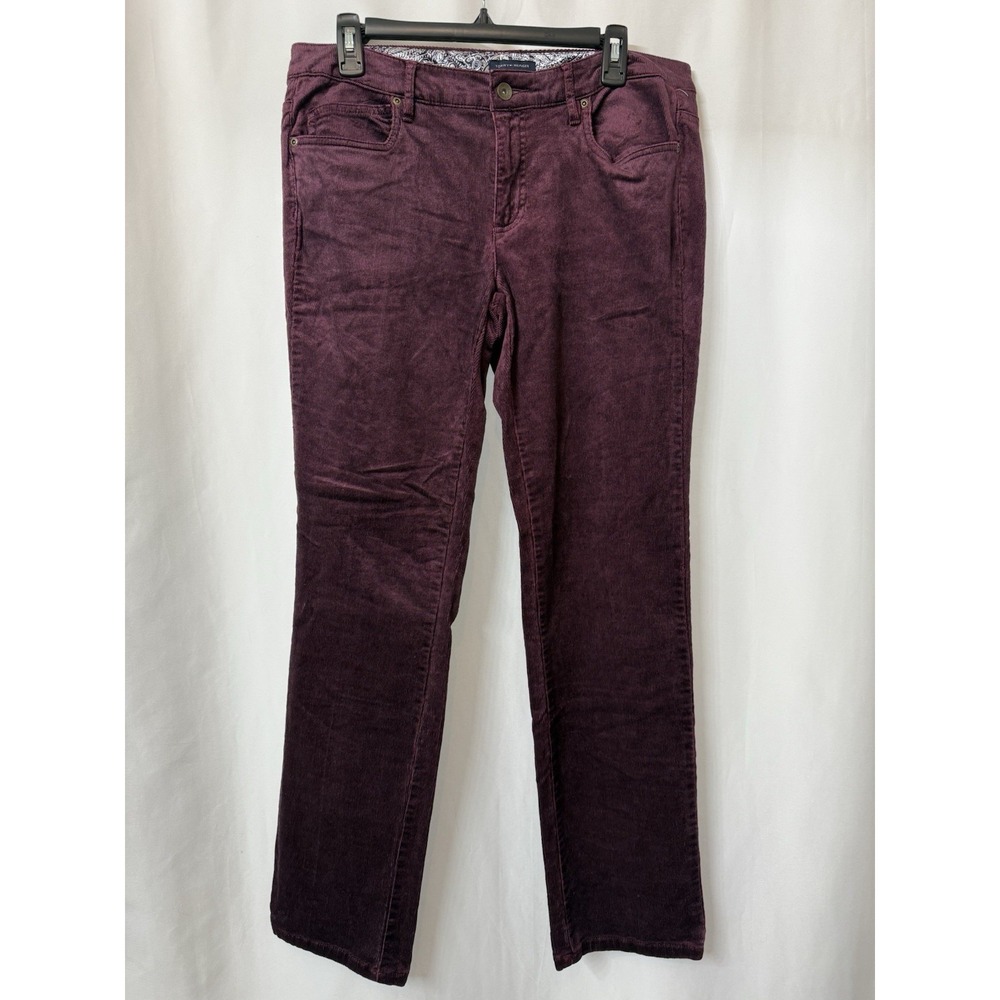 Tommy Hilfiger Woman's 12 Corduroy Jeans Burgundy Straight Leg K43